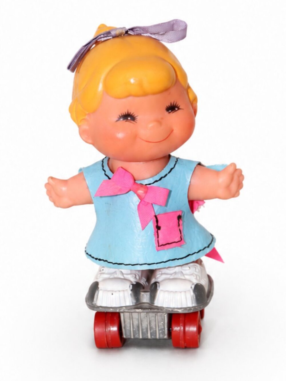 Vintage 1970 Hot Wheels Roller Skating Girl Doll Figure Mattel 4"